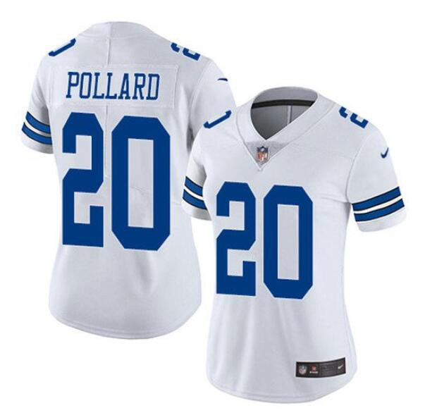 Women's Dallas Cowboys #20 Tony Pollard White Vapor Untouchable Limited Stitched Football Jersey(Run Small）